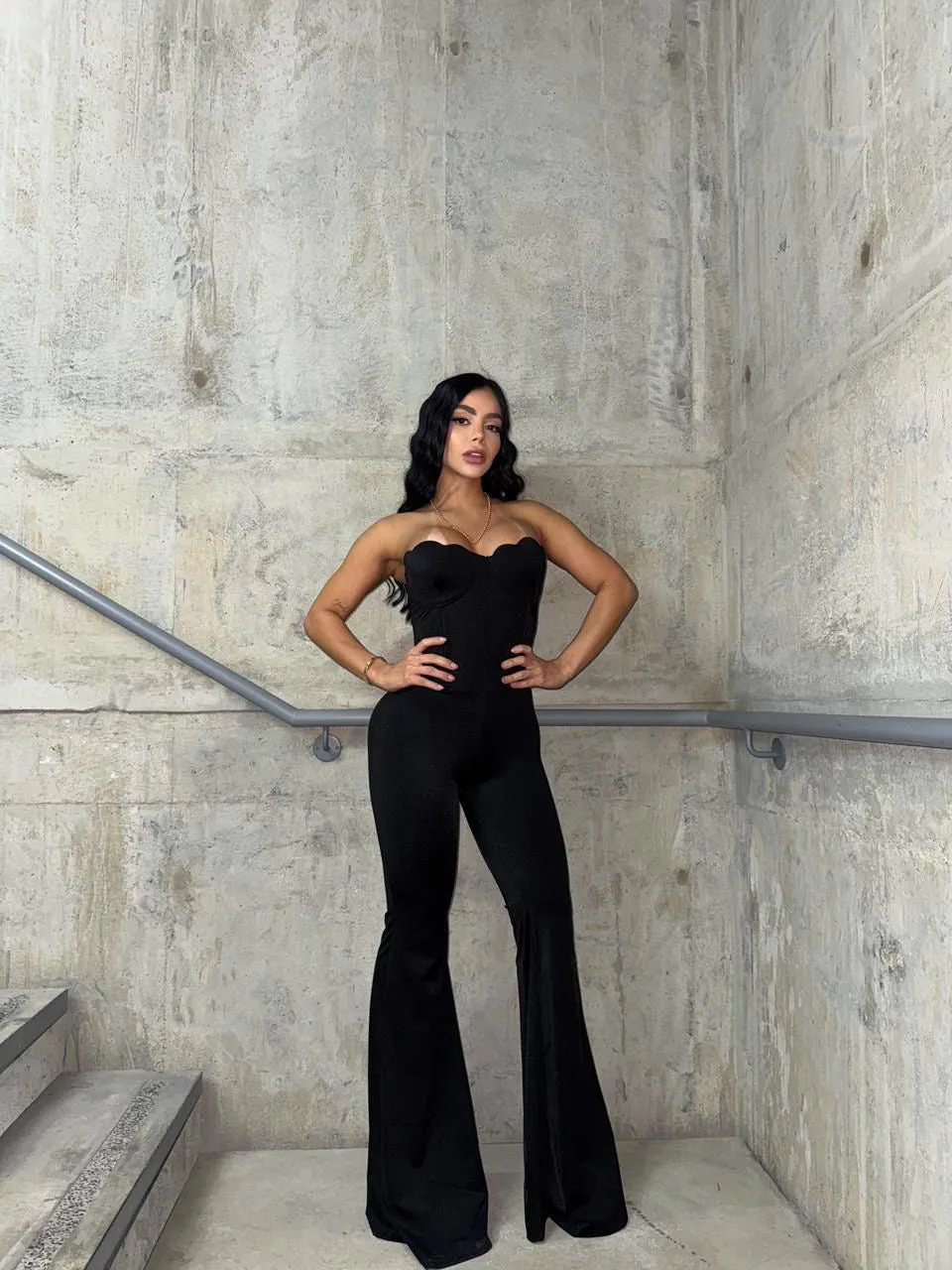 Enterizo bustier tela destellante corte flare y escote corazón — vista 4