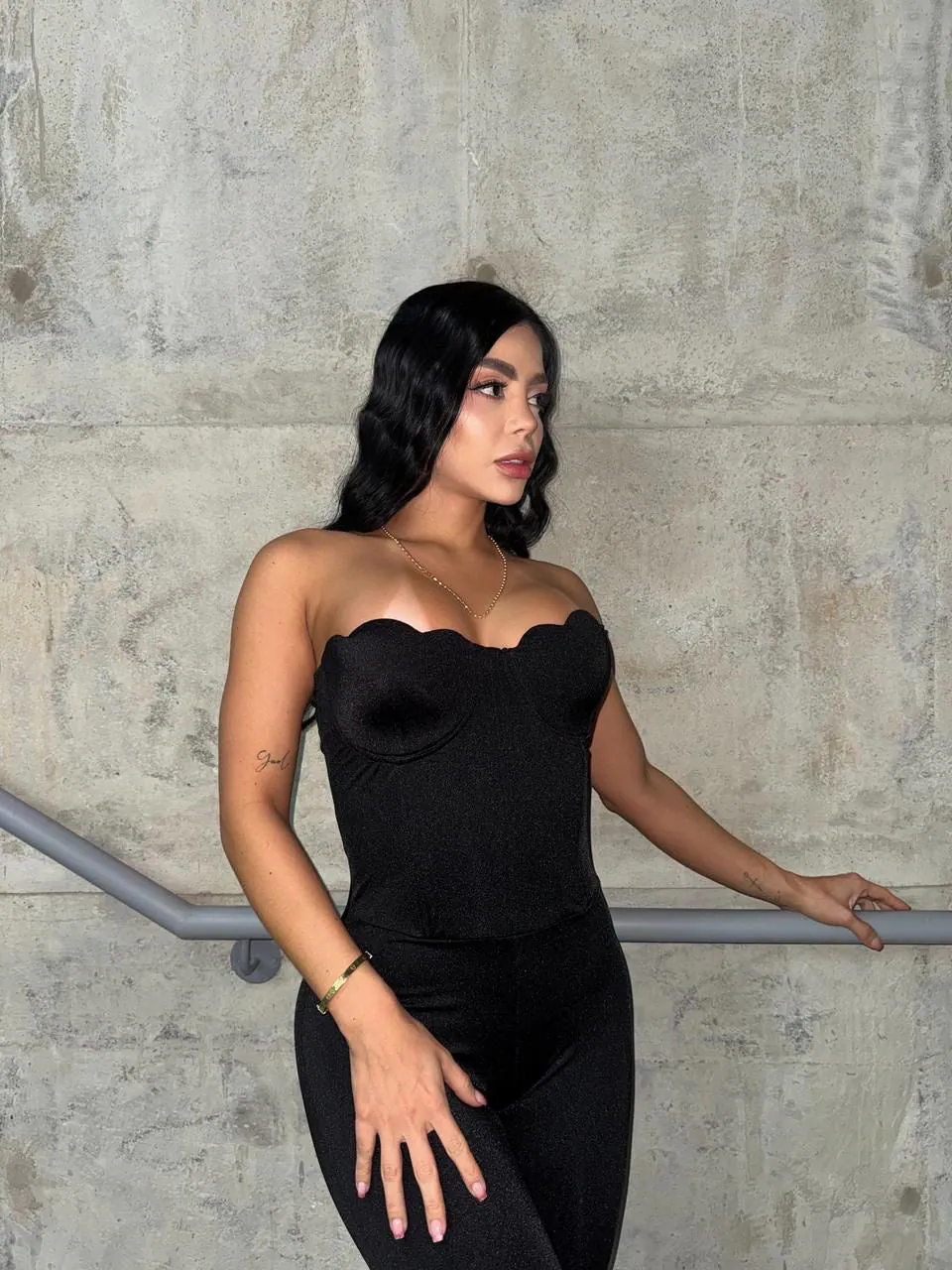 Enterizo bustier tela destellante corte flare y escote corazón — vista 1