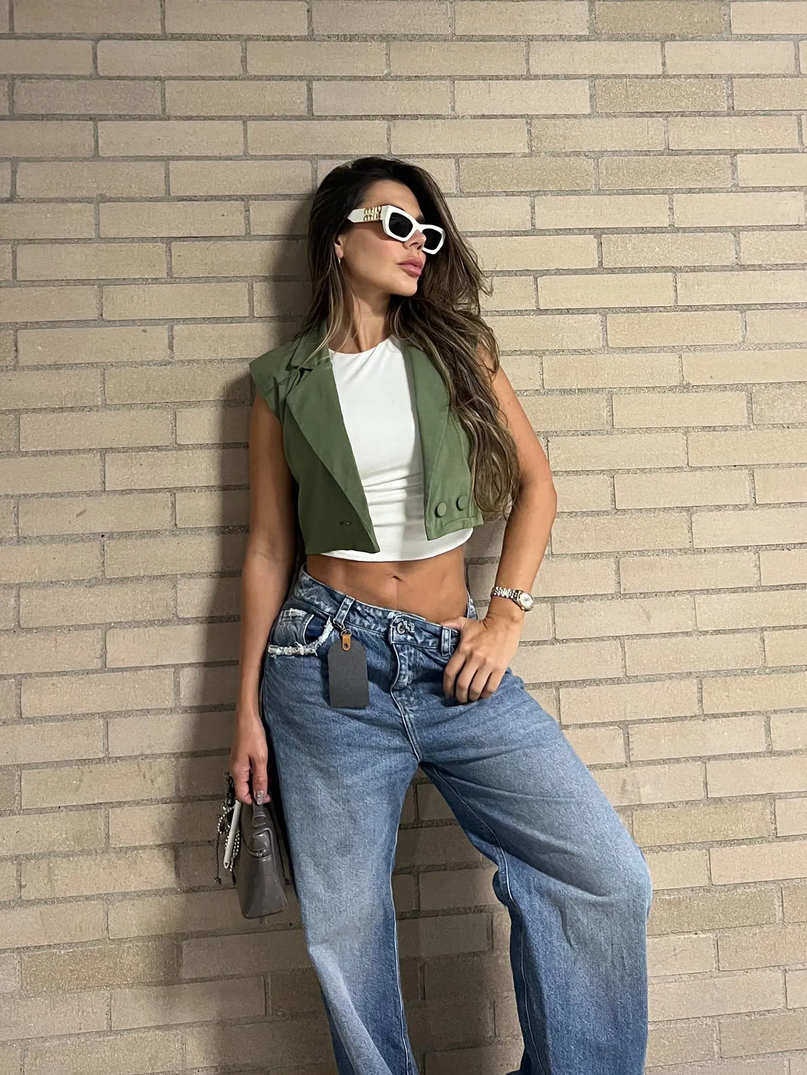 Chaleco Cropped Toscana Corte Sastre Urbano — vista 1