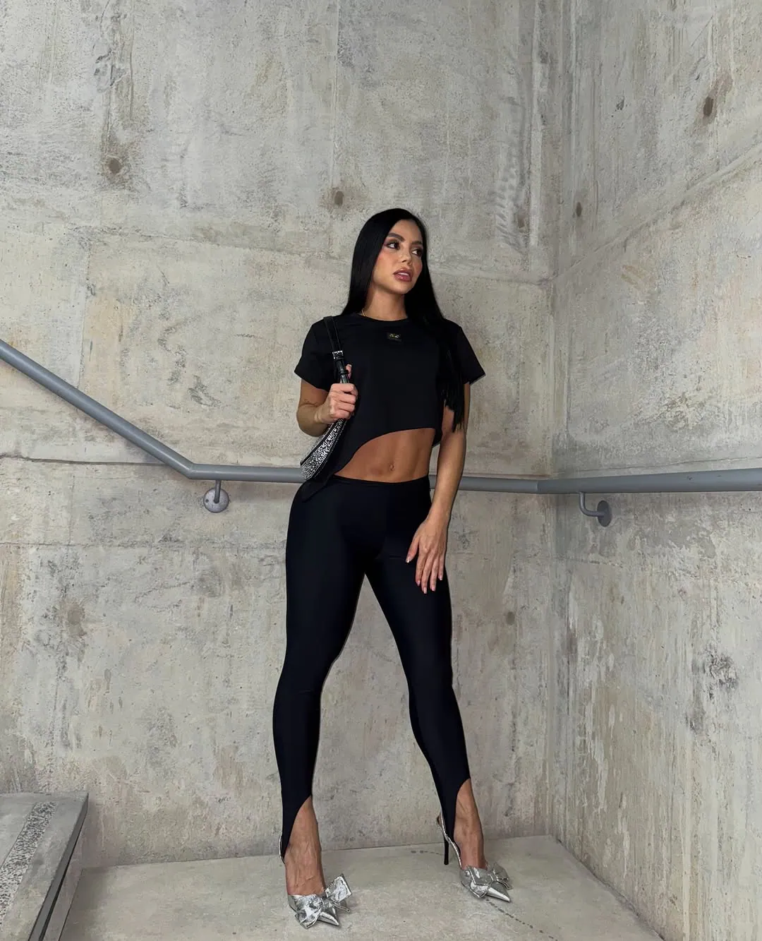 Leggins estribo destellante premium diseño de talón abierto — vista 1