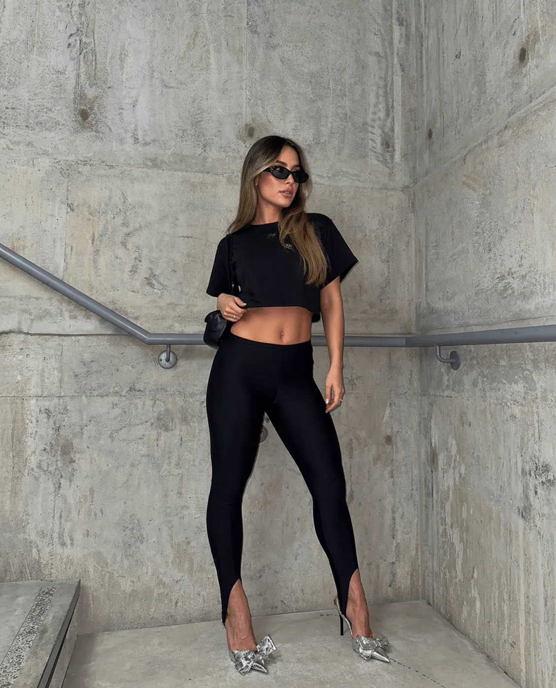 Leggins estribo destellante premium diseño de talón abierto — vista 3