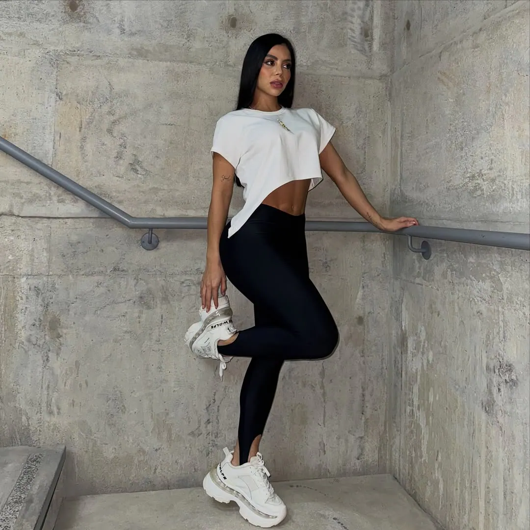 Leggins estribo destellante premium diseño de talón abierto — vista 2